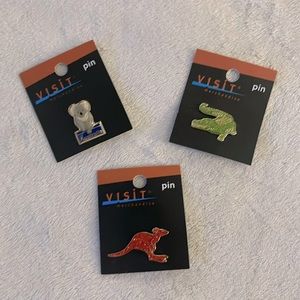 VISIT Souvenir Clutch Pins Australia Koala Kangaroo Alligator NWT